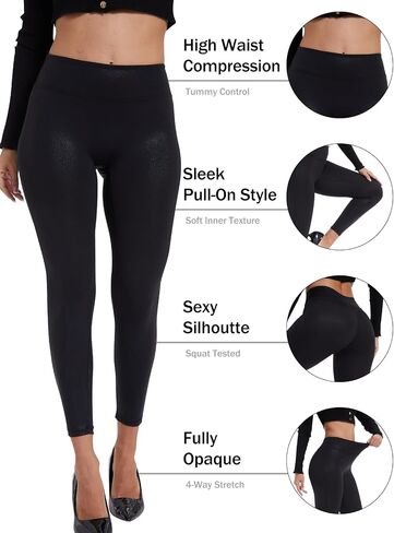 Zebaexf Women's Stretchy Faux Leather Leggings Pants High Waisted Yoga Pants for Women in Saudi Arabia