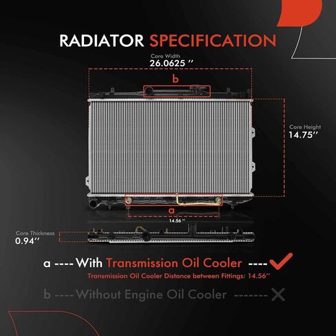 A-Premium Engine Coolant Radiator with Transmission Oil Cooler Compatible with Kia Spectra 2004-2009 Spectra5 2005-2009 L4 2.0L, Automatic Transmission, Replace# 253102F000, 253102F020 in Saudi Arabia