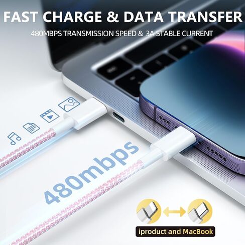 شاحن هاتف شحن سريع، 4 عبوات شاحن حائط USB C بقدرة 20 وات مع كابل شحن بطول 6 أقدام لشاحن الهاتف السريع المتوافق مع الهاتف 14/14 Pro Max/13/13 Pro/12/12 Pro/11/11 Pro/XS، والوسادة والمزيد in Saudi Arabia