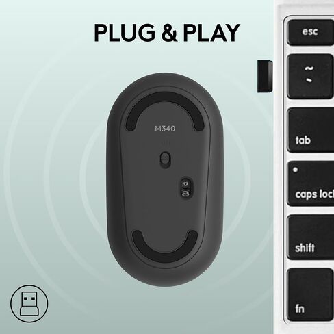 Logitech M340 Wireless Mouse with Limited Edition Prints, USB Receiver and Silent Clicks, Portable Wireless Mouse for Laptop, PC, Windows, Chrome, Surface – Floral Leaves in Saudi Arabia