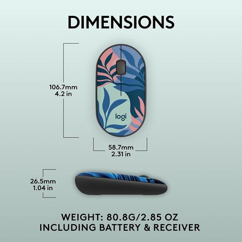 Logitech M340 Wireless Mouse with Limited Edition Prints, USB Receiver and Silent Clicks, Portable Wireless Mouse for Laptop, PC, Windows, Chrome, Surface – Floral Leaves in Saudi Arabia