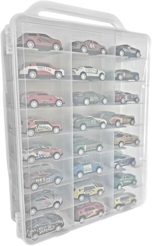 Carrying Cases Compatible with 48 Hot Wheels,Double Sided Storage Box for Matchbox Cars,Portable Transparent Toy Car Storage Case with 46 Slot,Case Only (Transparent) in Saudi Arabia