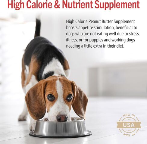Dog Peanut Butter - Appetite Booster with Multivitamins for Dogs - Energy Supplement for High Energy Dog Activities - Dog Food Toppers for Picky Eaters - High Calorie (8.46oz) in Saudi Arabia