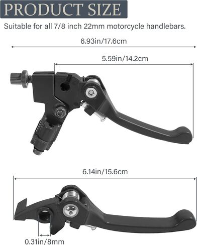 VARGTR Folding Clutch Brake Lever with Clutch Cable,Car Accessories 7/8" Handlebar Clutch Lever Replacement for 110cc 125cc 140cc 150cc Tao Tao DB17 Apollo RFZ DBX15 X18 X19 Dirt Pit Bikes (Black) in Saudi Arabia