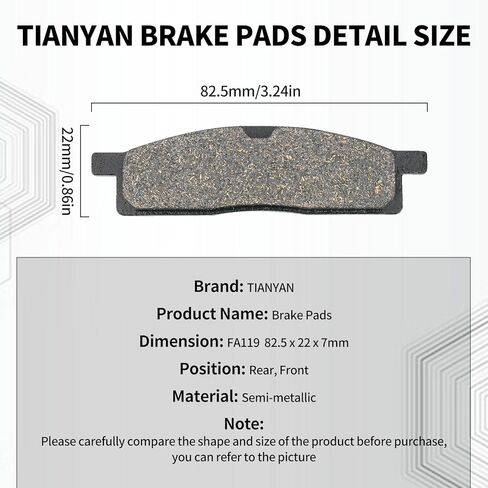 وسادات فرامل TIANYAN FA119 FA84 متوافقة مع YAMAHA YZ80 1993-2001/ YZ85 2002-2016/ YZ65 2018-2020 الأمامي والخلفي in Kuwait