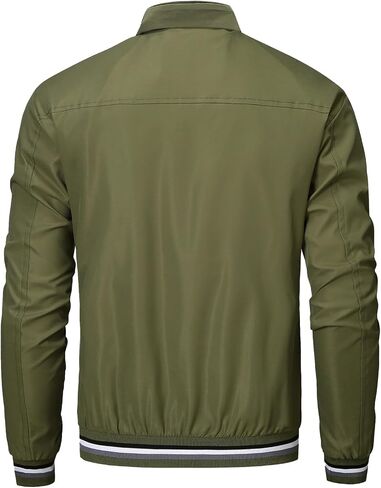 PEGENO Men's Lightweight Jacket Spring Fall Thin Flight Bomber Jacket Sportwear Full Zip Windbreaker Casual Coat in Saudi Arabia