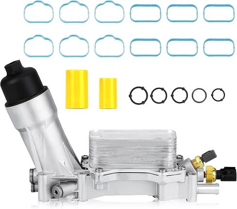 Engine Oil Cooler with Oil Filter Housing Adapter Gaskets Sensor 5184294AE for 2011-2013 3.6L V6 Jeep Grand Cherokee/Wrangler, Dodge Avenger/Challenger/Charger/Grand Caravan in Saudi Arabia
