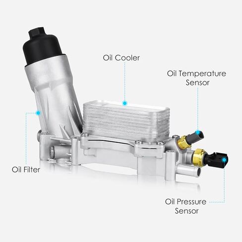 Engine Oil Cooler with Oil Filter Housing Adapter Gaskets Sensor 5184294AE for 2011-2013 3.6L V6 Jeep Grand Cherokee/Wrangler, Dodge Avenger/Challenger/Charger/Grand Caravan in Saudi Arabia