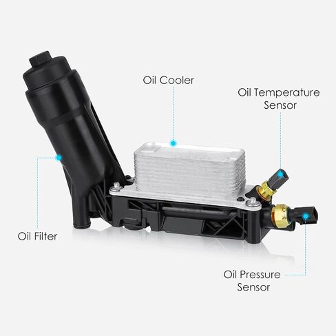 Engine Oil Cooler with Oil Filter Housing Adapter Gaskets Sensor 5184294AE for 2011-2013 3.6L V6 Jeep Grand Cherokee/Wrangler, Dodge Avenger/Challenger/Charger/Grand Caravan in Saudi Arabia