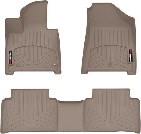 WeatherTech Custom Fit FloorLiners for Hyundai Santa Fe - 1st & 2nd Row (441865-1-2), Black in Kuwait