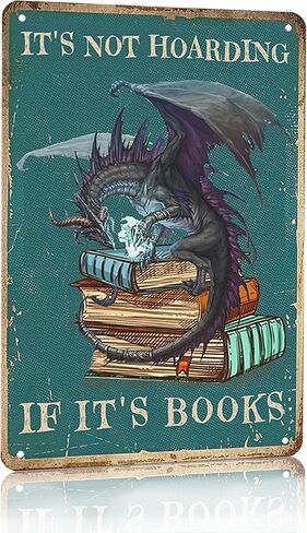 Funny Dragon Tin Sign I Read Because Roasting People Is Frowned Upon Sign for Home Cafe Bedroom Library Bookshelf Wall Decor 8x12 Inch (3019) in Kuwait