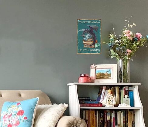 Funny Dragon Tin Sign I Read Because Roasting People Is Frowned Upon Sign for Home Cafe Bedroom Library Bookshelf Wall Decor 8x12 Inch (3019) in Kuwait