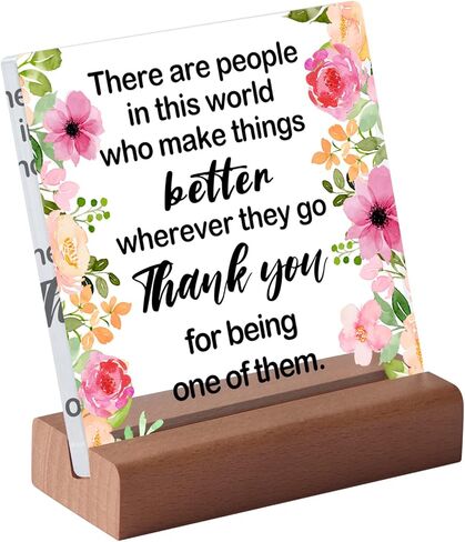 Thank You Farewell Gift for Women Men Friend Boss Retirement Gift Square Acrylic Desk Plaque Sign With Wood Stand Decor for Home Office Desk-I Thank You from The Bottom of My Heart Sign in Saudi Arabia