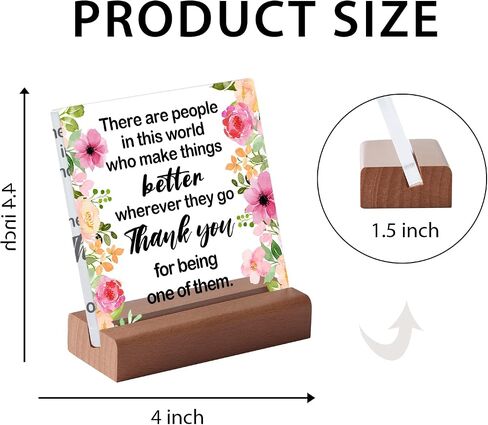 Thank You Farewell Gift for Women Men Friend Boss Retirement Gift Square Acrylic Desk Plaque Sign With Wood Stand Decor for Home Office Desk-I Thank You from The Bottom of My Heart Sign in Saudi Arabia