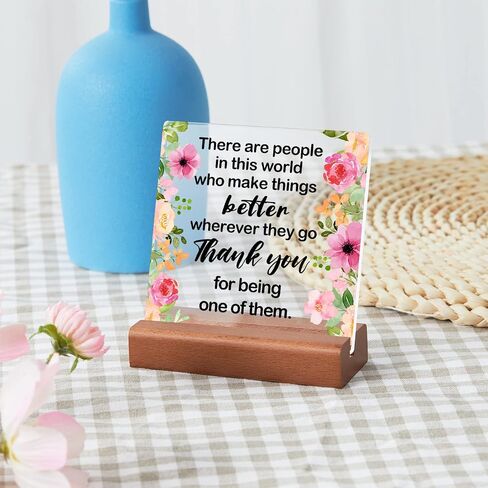 Thank You Farewell Gift for Women Men Friend Boss Retirement Gift Square Acrylic Desk Plaque Sign With Wood Stand Decor for Home Office Desk-I Thank You from The Bottom of My Heart Sign in Saudi Arabia