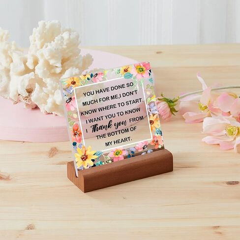 Thank You Farewell Gift for Women Men Friend Boss Retirement Gift Square Acrylic Desk Plaque Sign With Wood Stand Decor for Home Office Desk-I Thank You from The Bottom of My Heart Sign in Saudi Arabia