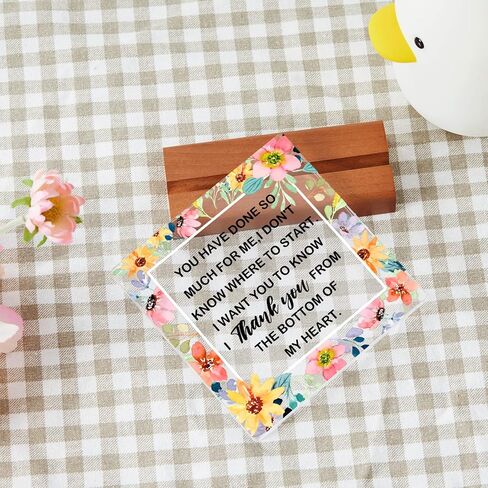 Thank You Farewell Gift for Women Men Friend Boss Retirement Gift Square Acrylic Desk Plaque Sign With Wood Stand Decor for Home Office Desk-I Thank You from The Bottom of My Heart Sign in Saudi Arabia
