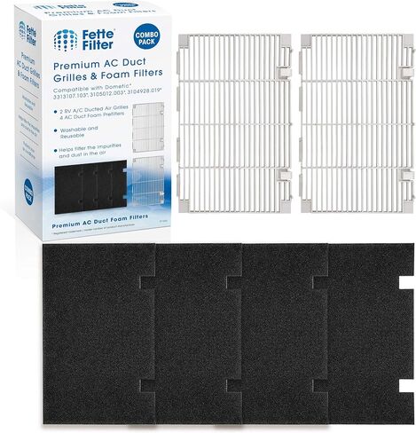 Fette Filter - Ducted Air Grille Duo-Therm AC Filter Cover Compatible with Dometic 3104928.019 Contains 2 RV Grille and 4 AC Duct Foam Prefilters. in Saudi Arabia
