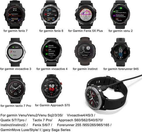 شاحن USB C متوافق مع Garmin Fenix ​​7/7S/7X، Fenix ​​6/6S/6X، Fenix ​​5/5S/5X، كابل شحن USB بديل من النوع C لشاحن ساعة Garmin 3.3FT(100 سم) in Kuwait