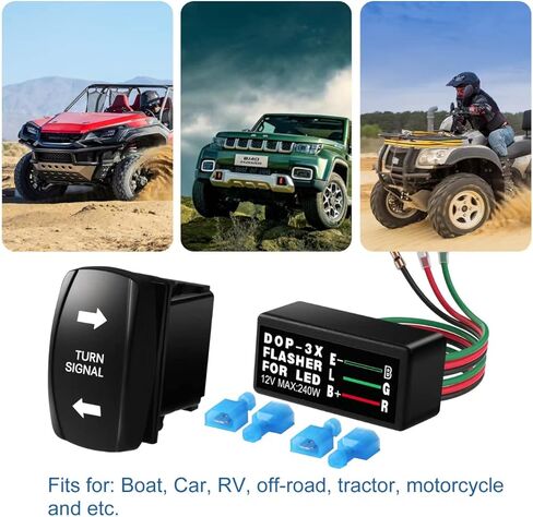 بدوره إشارة الروك التبديل وLED المتعري التتابع مجموعة التحرير والسرد لUTV ATV قارب RV جرار مقطورة شاحنة على الطرق الوعرة تشغيل / إيقاف / تشغيل المحرك العالمي الداخلي بدوره إشارة التبديل in Kuwait