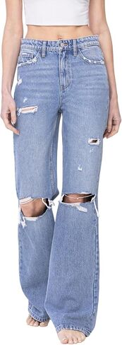 Flying Monkey Super High Rise 90's Vintage Flare Jeans Medium Blue F5312-30 in Saudi Arabia