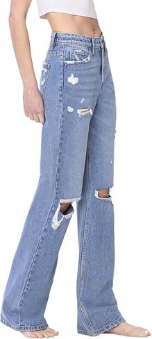 Flying Monkey Super High Rise 90's Vintage Flare Jeans Medium Blue F5312-30 in Saudi Arabia