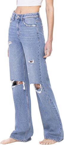 Flying Monkey Super High Rise 90's Vintage Flare Jeans Medium Blue F5312-30 in Saudi Arabia
