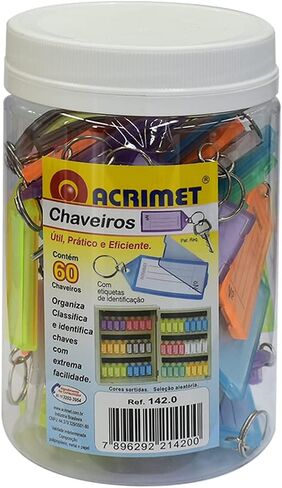 Acrimet Plastic Key Tag with Metal Ring and Label Window (Assorted Colors) (60 Pack) in Saudi Arabia