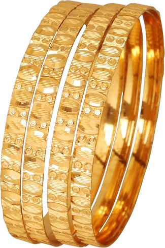 Touchstone "Golden Bangle Collection Indian Bollywood Beautifully Stylized Pattern Wrist Beautifier Designer Jewelry Bracelets Bangle Set Of 4 In Gold Tone For Women. in Saudi Arabia
