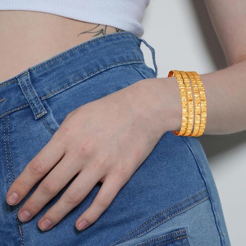 Touchstone "Golden Bangle Collection Indian Bollywood Beautifully Stylized Pattern Wrist Beautifier Designer Jewelry Bracelets Bangle Set Of 4 In Gold Tone For Women. in Saudi Arabia