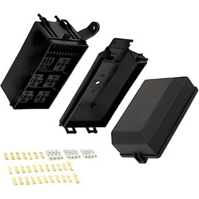1 Set Automotive Relay Fuse Box, Waterproof and Flame Retardant Shell + Copper Terminal 12V/24V Fuse Holder, 6 Slot ATC/ATO Fuse Box Relay Block, Universal for Cars Boat Trucks Campers (Black)