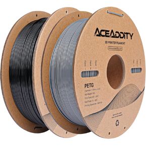 خيوط PETG 1.75 مم، خيوط طباعة ثلاثية الأبعاد PETG قوية، متوافقة مع معظم طابعات FDM ثلاثية الأبعاد، دقة الأبعاد ±0.02 مم، بكرة 1 كجم/2.2 رطل (1 كجم أسود + 1 كجم رمادي) in Kuwait