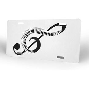 Keyboard Music Note Piano License Plate Front Car Decorative Novelty Auto Plate Car Tag Vanity Gift Metal Aluminum Plate for Women/Man 12x6 inch Wall Decor
