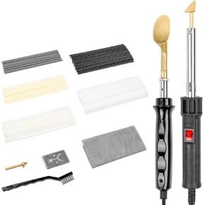 طقم لحام بلاستيكي، طقم لحام بلاستيكي مكون من قطعتين مكواة 50 وات/150 وات مع طرف لحام قابل للاستبدال و160 قطعة من قضبان اللحام - طقم إصلاح بلاستيكي احترافي لمصد السيارة، قوارب الكاياك، خزان ريباي in Kuwait