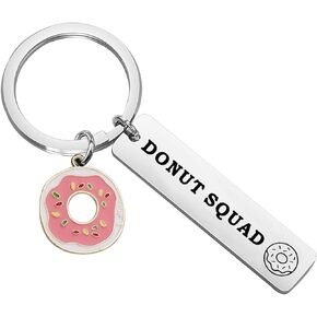 CENWA Donut Pun Gift Donut Squad Keychain Doughnut Birthday Gift Donut Party Gift Pink Donut Squad