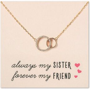 Sister Gift- Interlocking Circle Necklace or Bracelet in Gold, Rose Gold, Sterling Silver
