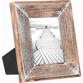 Barnyard Designs Rustic Wooden Picture Frame, Western Farmhouse Tabletop or Wall Hanging Wood Picture Frame, Distressed Barnwood Brown (8"x10" / 1 Frame)