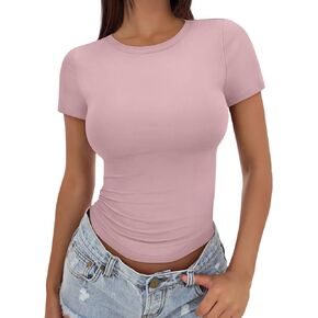 Trendy Queen Womens Basic Short Sleeve Slim Fit T Shirts Soft Crewneck Crop Y2k Tee Y2k Crop Tops