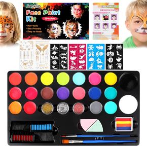 CCINEE 20 Colors Professional Face Painting Kit for Kids,Washable Face Painting Palette Set for Party Cosplay Halloween Makeup Paints