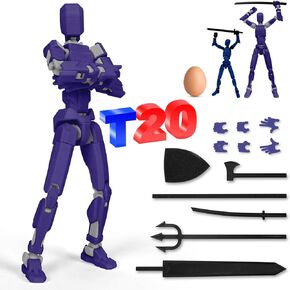 Titan 13 Action Figure, T13 Action Figure 20cm/8.1 inch Assembly Completed T20 Dummy 13 3D Printed Nova 13 Lucky 13 Action Figure 6 Weapons Set 3 Hands Gift for Kids Adults (Gold)