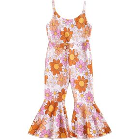 Dcohmch Toddler Girl Bell Bottom Jumpsuit Sleeveless Romper Pants Flower Halter Overalls Summer Clothes 1-5T