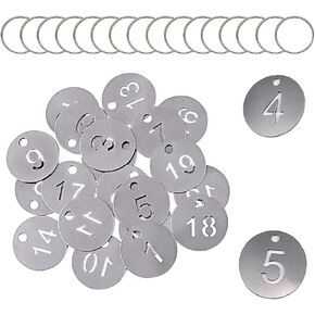 Carrittons Number Key Chain Number Tags Stainless Steel for Cards Bags Luggage Dormitory Keys House Lockers Number ID Tags (1-30)