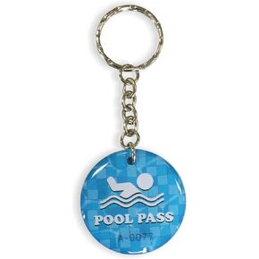 SmartSign Pool Pass Key Tags, Box of 50, 1.5 in. Diameter Plastic with Epoxy Coating