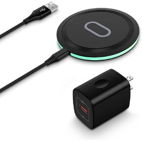 Android Phone Wireless Charger 15W Samsung S24 Ultra Fast Charging Pad Station with QC 3.0 Power Adapter for Samsung Galaxy S24 S24+ S23 FE S22 S21 Z Flip 5,Google Pixel 8a/8Pro/8/7a/6,iPhone 15 14