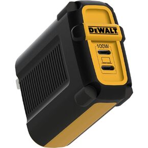 DEWALT 100W USB C Charger Block(GaN), 2 Port Fast Compact Wall Charger for MacBook Pro, MacBook Air, Google Pixelbook, ThinkPad, Dell XPS, iPad Pro, Galaxy S22/S20, iPhone 15/14/Pro, and More