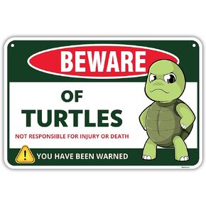 Venicor Turtle Sign Decor - 8 x 12 Inches - Aluminum - Turtle Gifts for Turtle Lovers Women - Pet Turtle Tank Aquarium Accessories Habitat Decorations Stuff