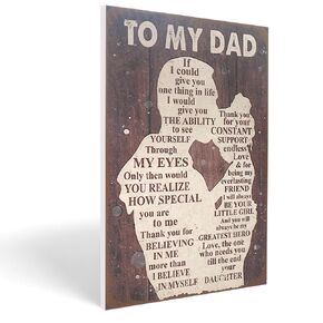 Dad Birthday Gifts from Daughter, To My Dad Gifts from Daughter, Birthday Gifts for Dad from Daughter, Father Daughter Gifts, Dad Sign, I Love You Dad Poster Vintage Retro Wall Decor 8x12in