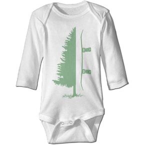 Snowboard Pine Tree Newborn Baby Girl's Boy Long Sleeve Romper BodySuit, White, 0-6 Months