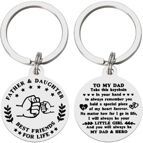 Dad Birthday Gifts for Father Dad Double Sided Engraved Keychain for Dad Father Men Fathers Day Christmas Gifts for Dad Father Men Simple Keychain for Dad Father Daddy from Daughter Kids