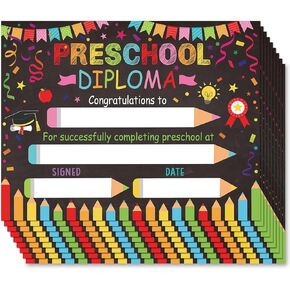 Yisong 35 Pcs Preschool Diploma, Colorful Preschool Graduation Award Certificate Classroom Activities Certificate for Kid Student Teacher Preschool Graduation Supplies, 8.5 x 11 Inch (Novel Style)